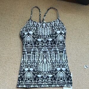 Lululemon Athletica Black and White Fitted Graphic Tank Top